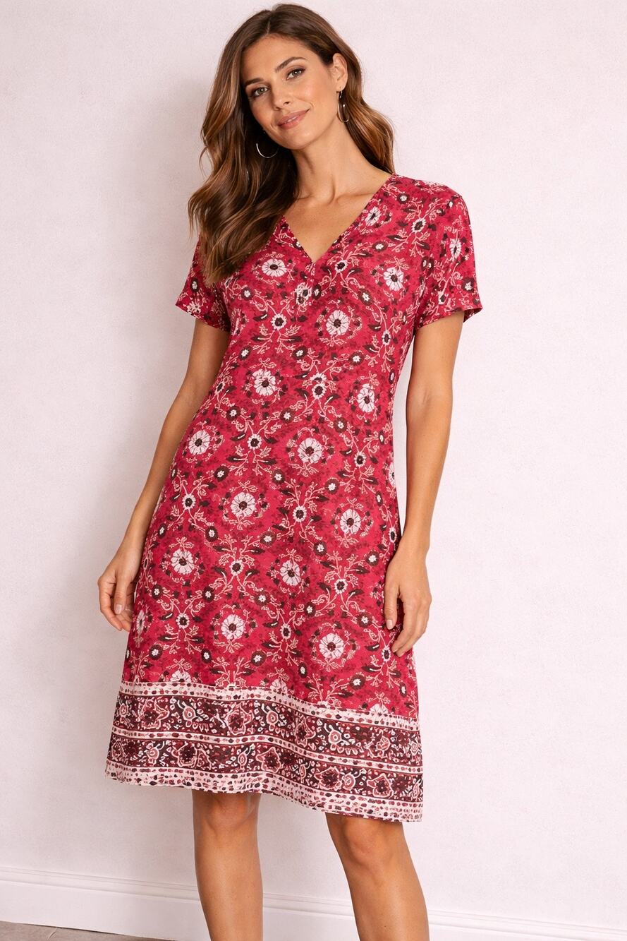 LOFT Red and White V-Neck Midi Sundress size 2 petite